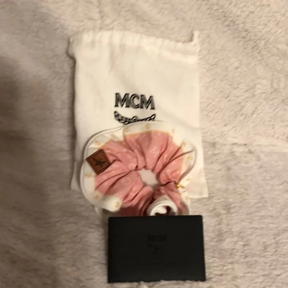 MCM Pink and White Hair Scrunchie Silken Hair main image 2